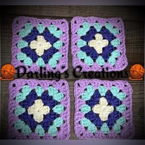 Granny Squares Crocheted Trimmed Handmade 24pcs